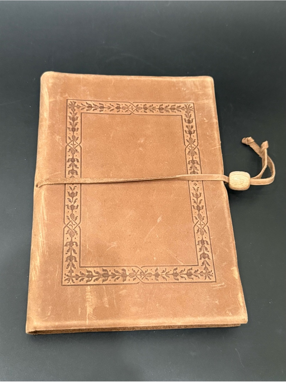 Barnes & Noble Brown Tooled Leather with Bead Journal Notebook